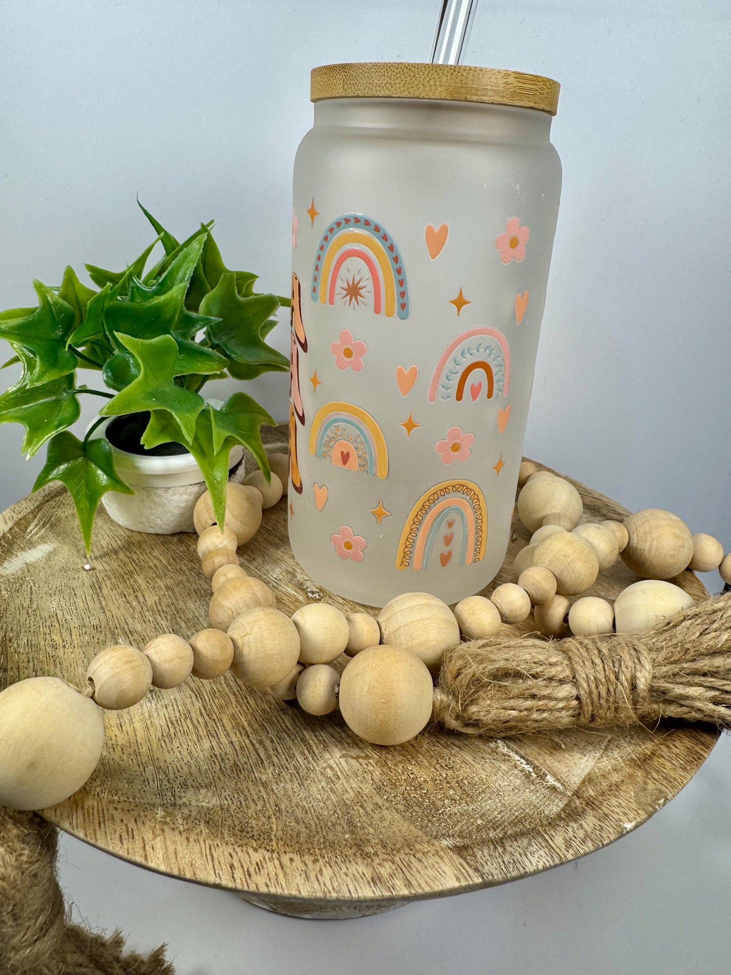 Mama Mama Mama 16oz Glass Cup with Vibrant DTF Wrap