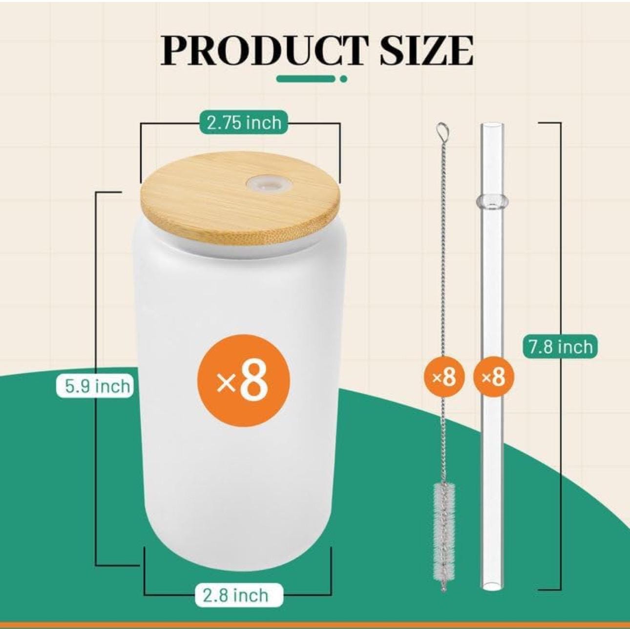 Bulk and Wholesale in Custom Glass Cups in Bulk, Wholesale Glass Cups, Bulk Glass cups with bamboo lids and reusable straws