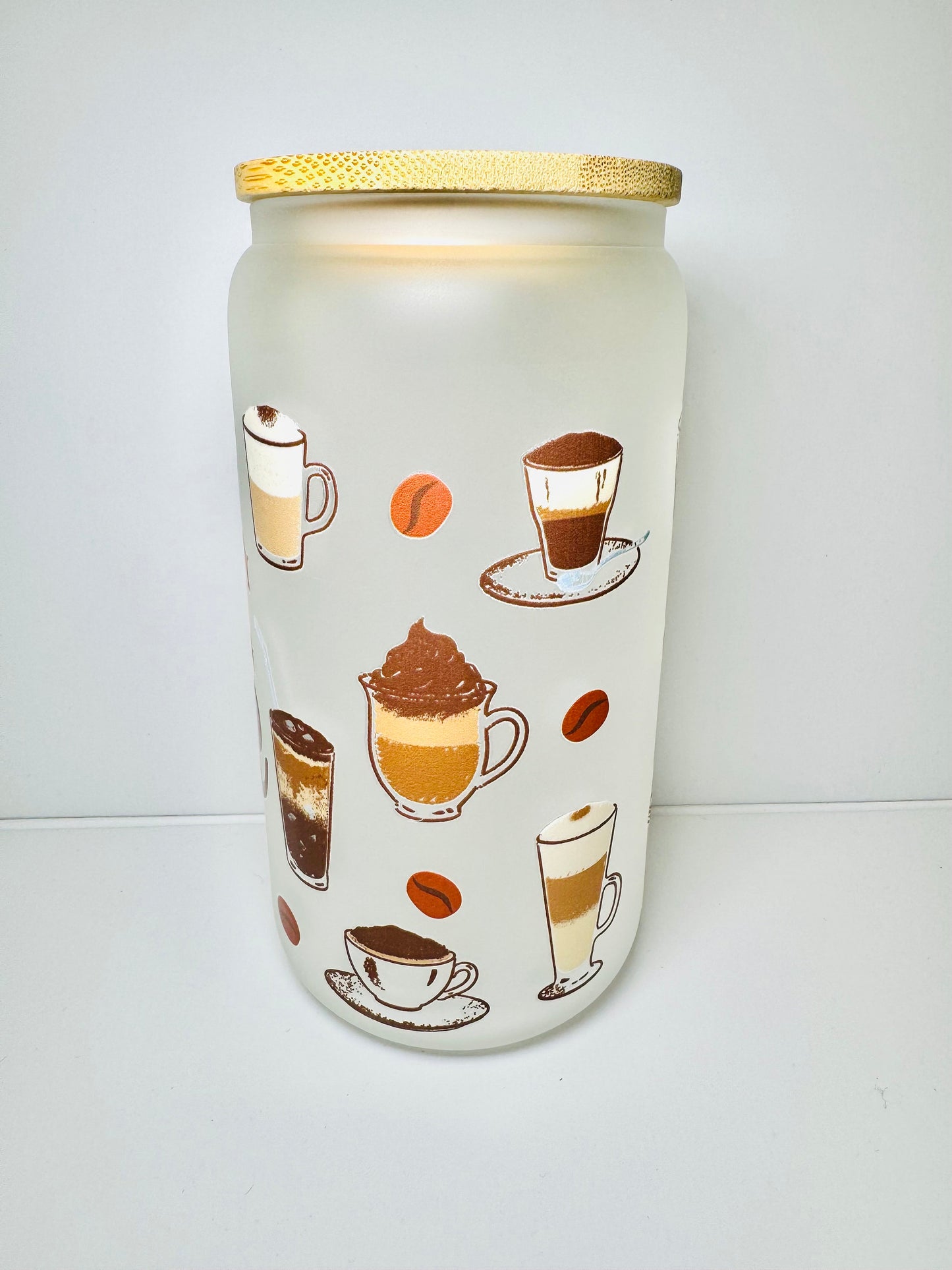 Coffee lover glass cup With Bamboo Lid & Reusable straw for all the coffee or caffeine lovers