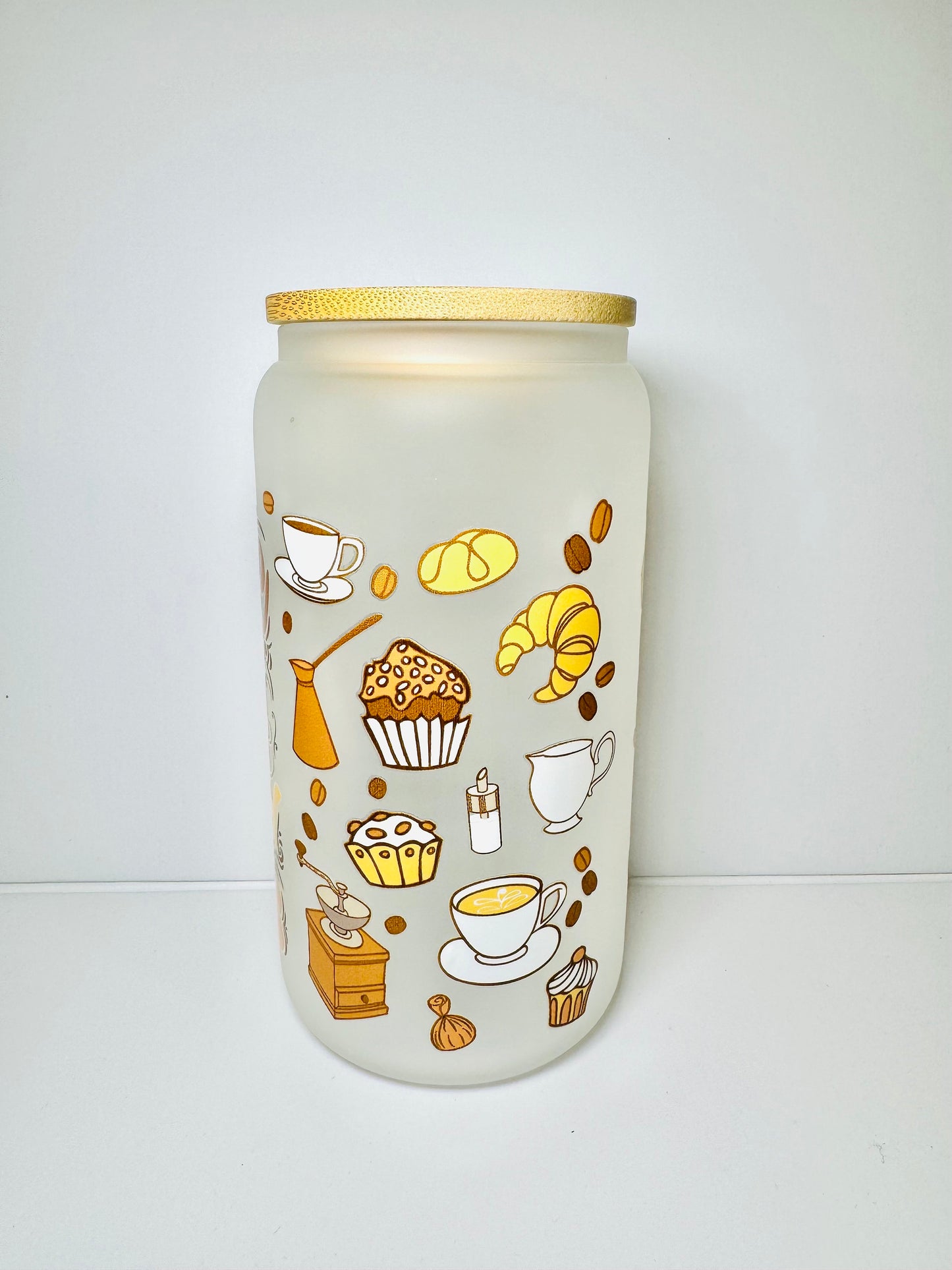 Coffee lover glass cup With Bamboo Lid & Reusable straw for all the coffee or caffeine lovers