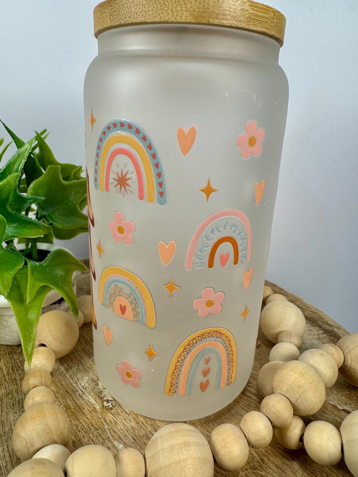 Mama Mama Mama 16oz Glass Cup with Vibrant DTF Wrap