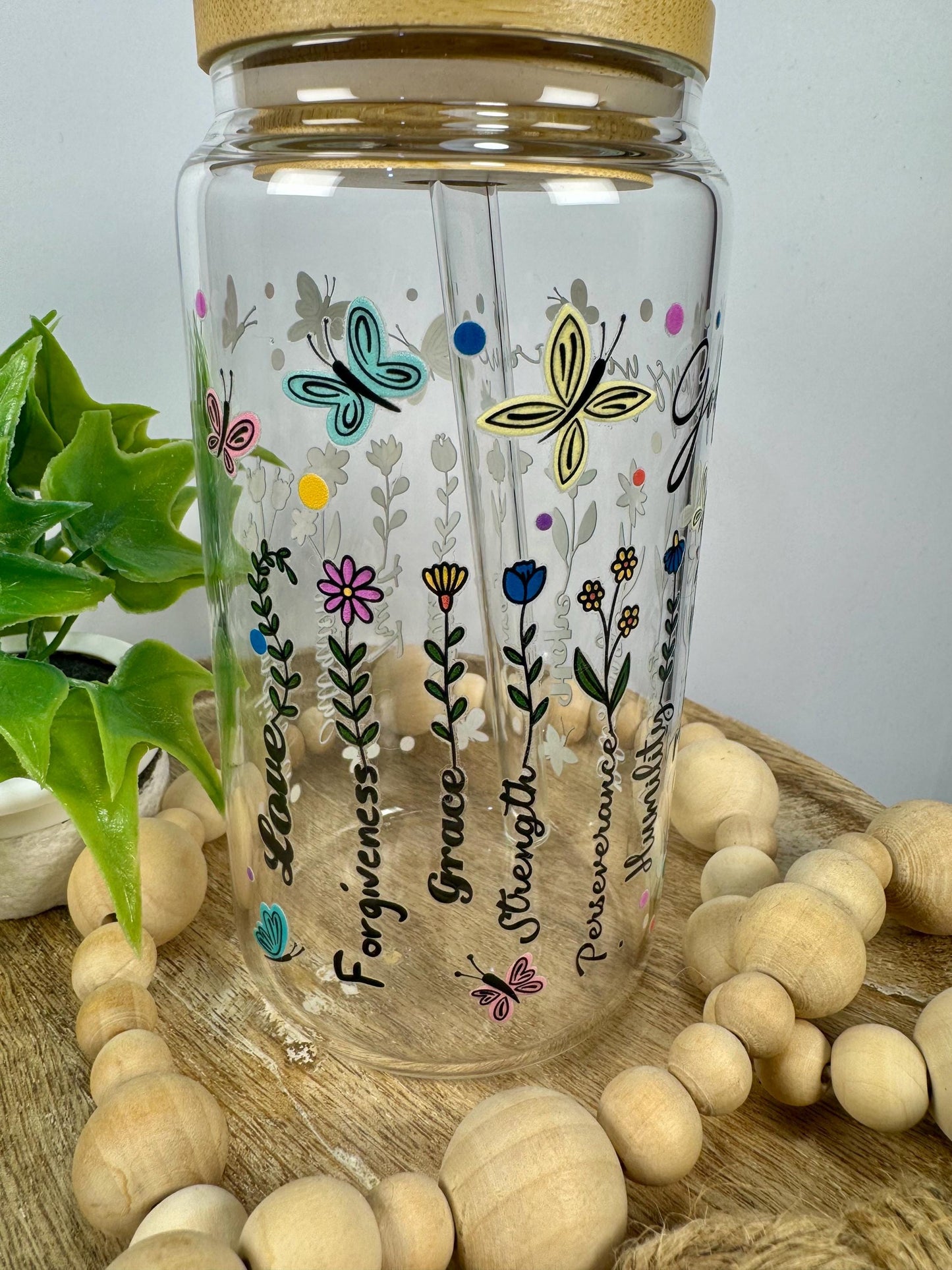 God Says 16oz Glass Cup with Vibrant DTF Wrap