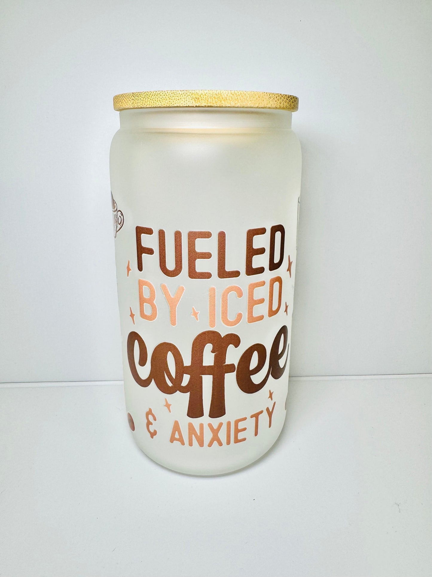 Coffee lover glass cup With Bamboo Lid & Reusable straw for all the coffee or caffeine lovers
