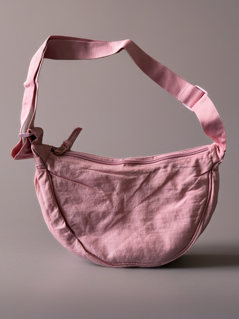 Everyday Canvas Crossbody Bag – Pink, Gray & Black
