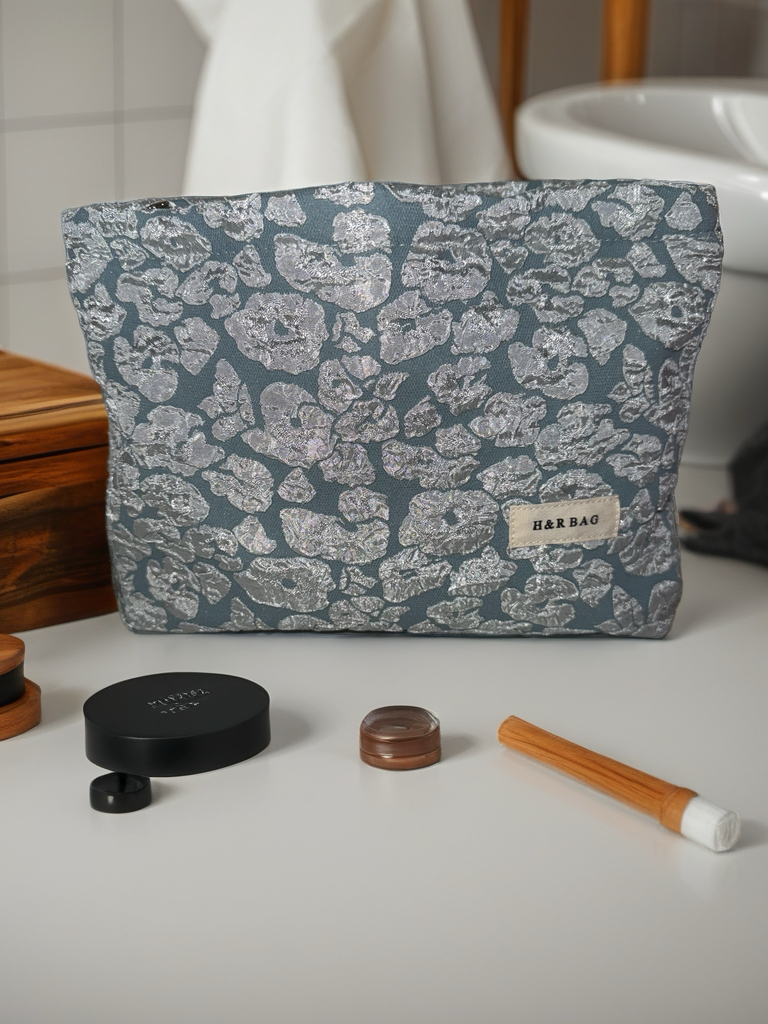 Blue Leopard Print Makeup & Travel Bag
