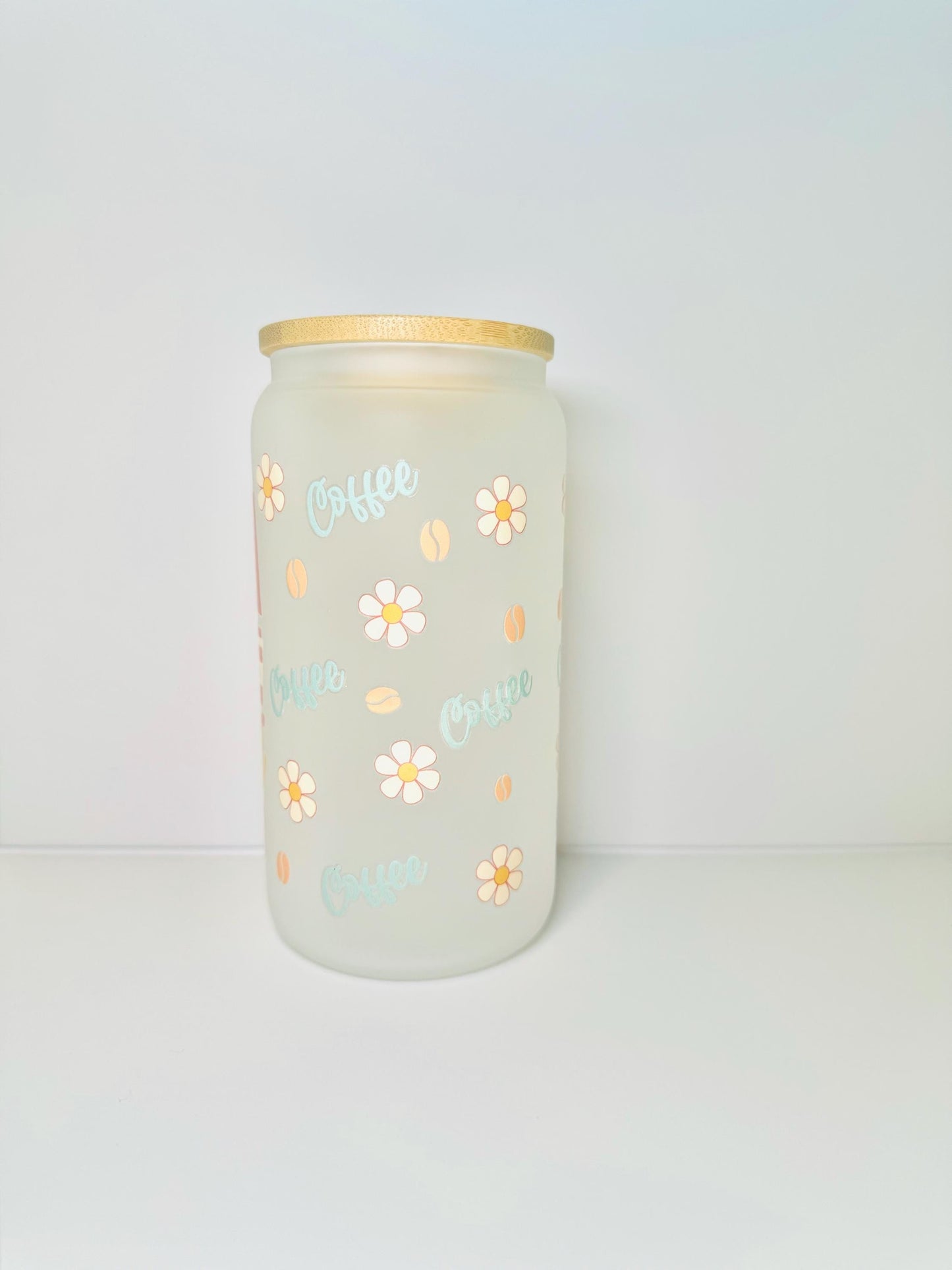 Mama Needs Coffee Glass Cup With Bamboo Lid & Straw
