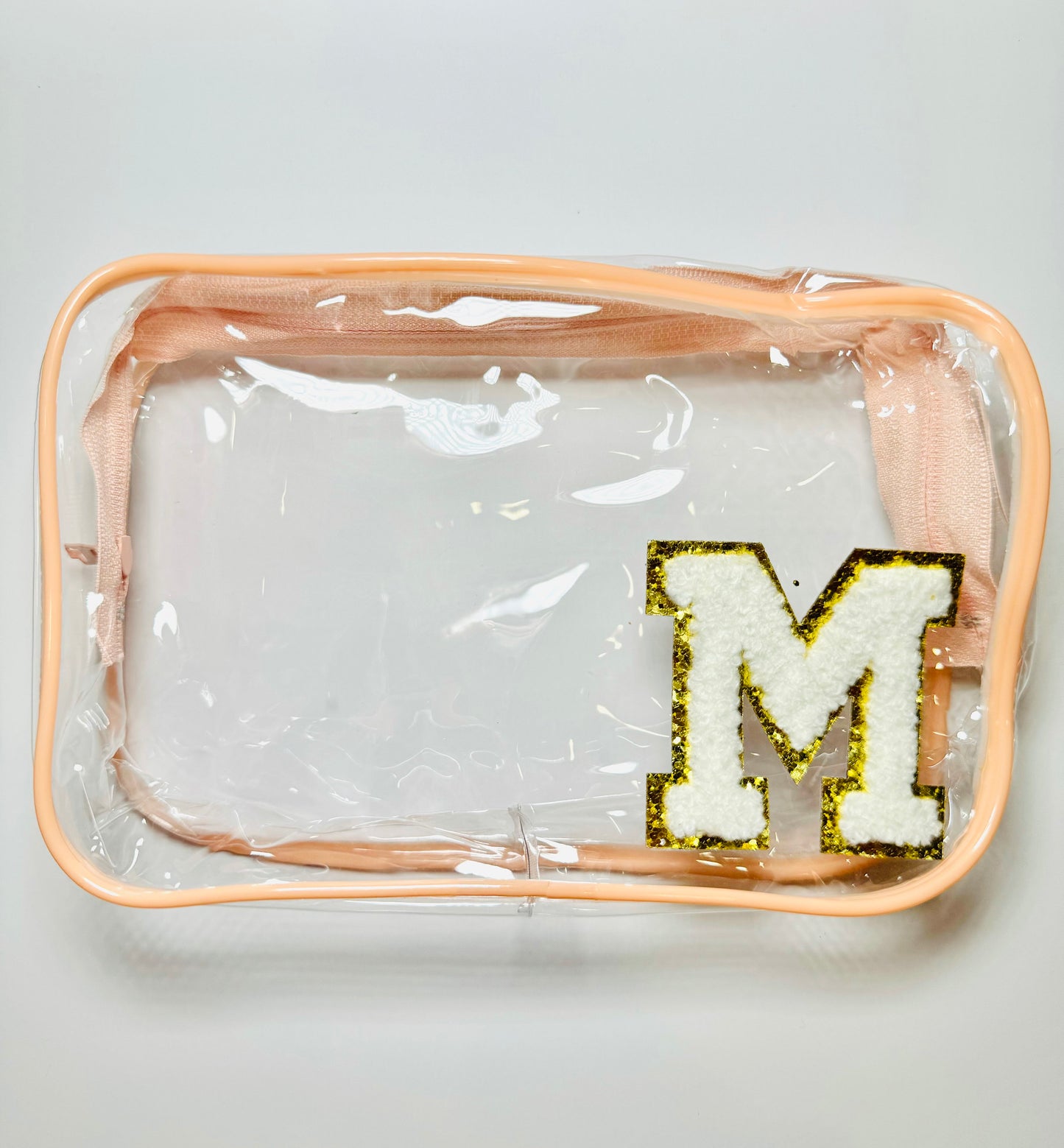 Small cosmetics clear bag with Initial