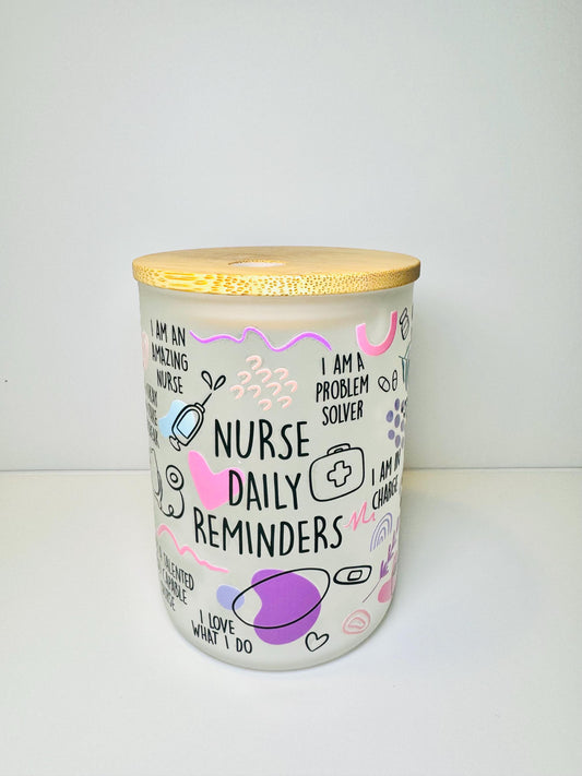 Nurses glass frosted mug With Bamboo Lid & Straw