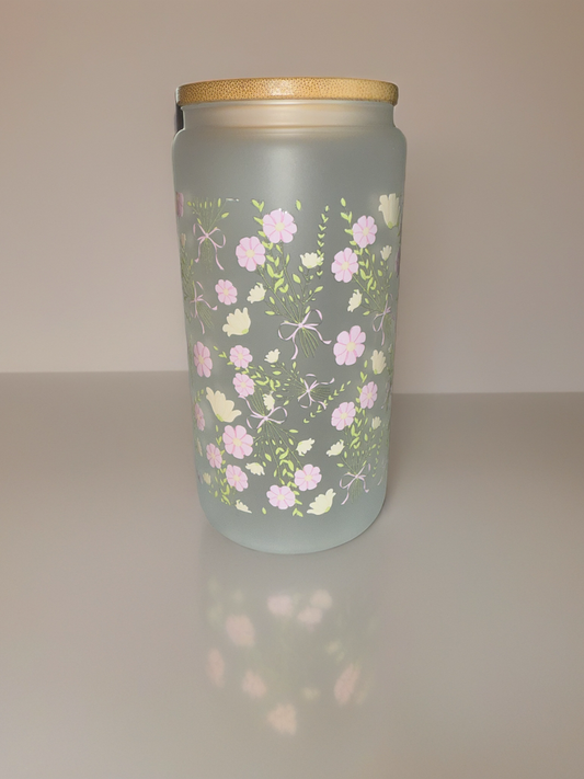 🌸 Wildflower Bouquet Frosted Glass Cup