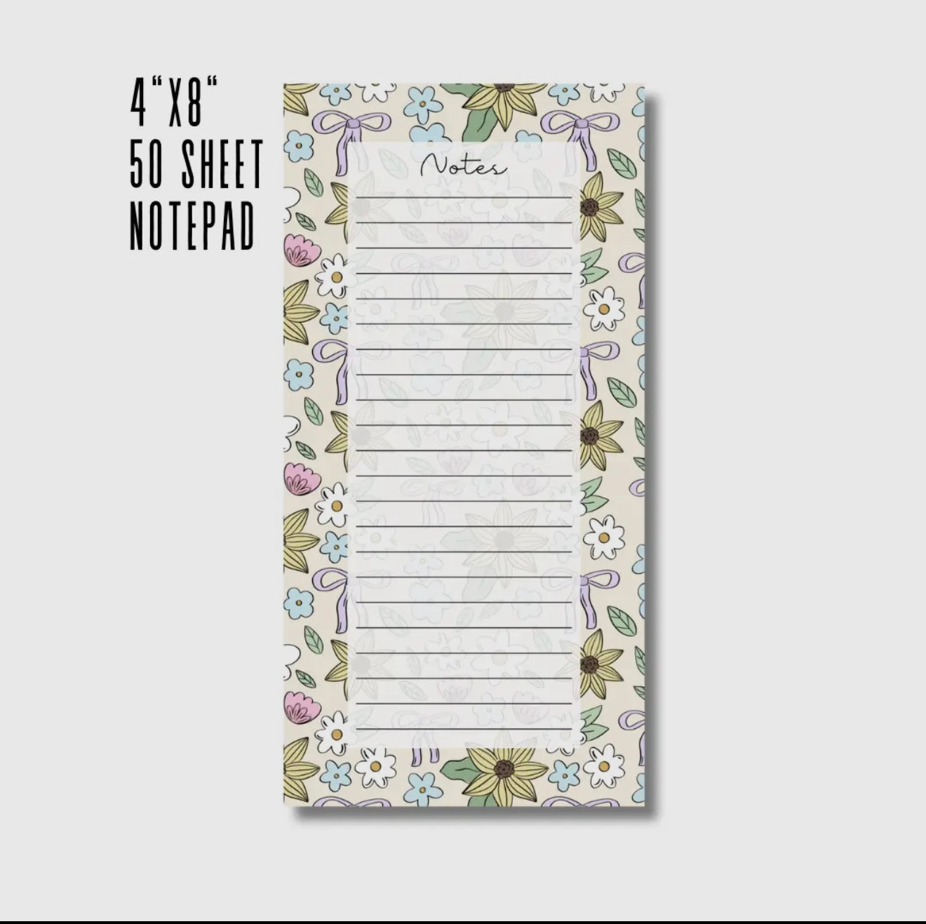 Floral Notes Notepad | 4x8” | 50 Sheets