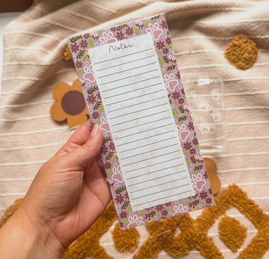 Paw Print Floral Notepad | 4x8” | 50 Sheets