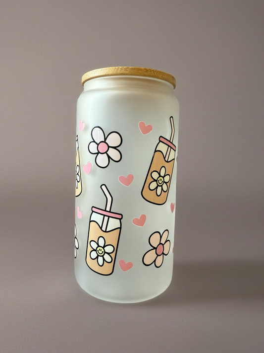 ✨ Cute Daisy & Latte Libbey Glass Cup ✨