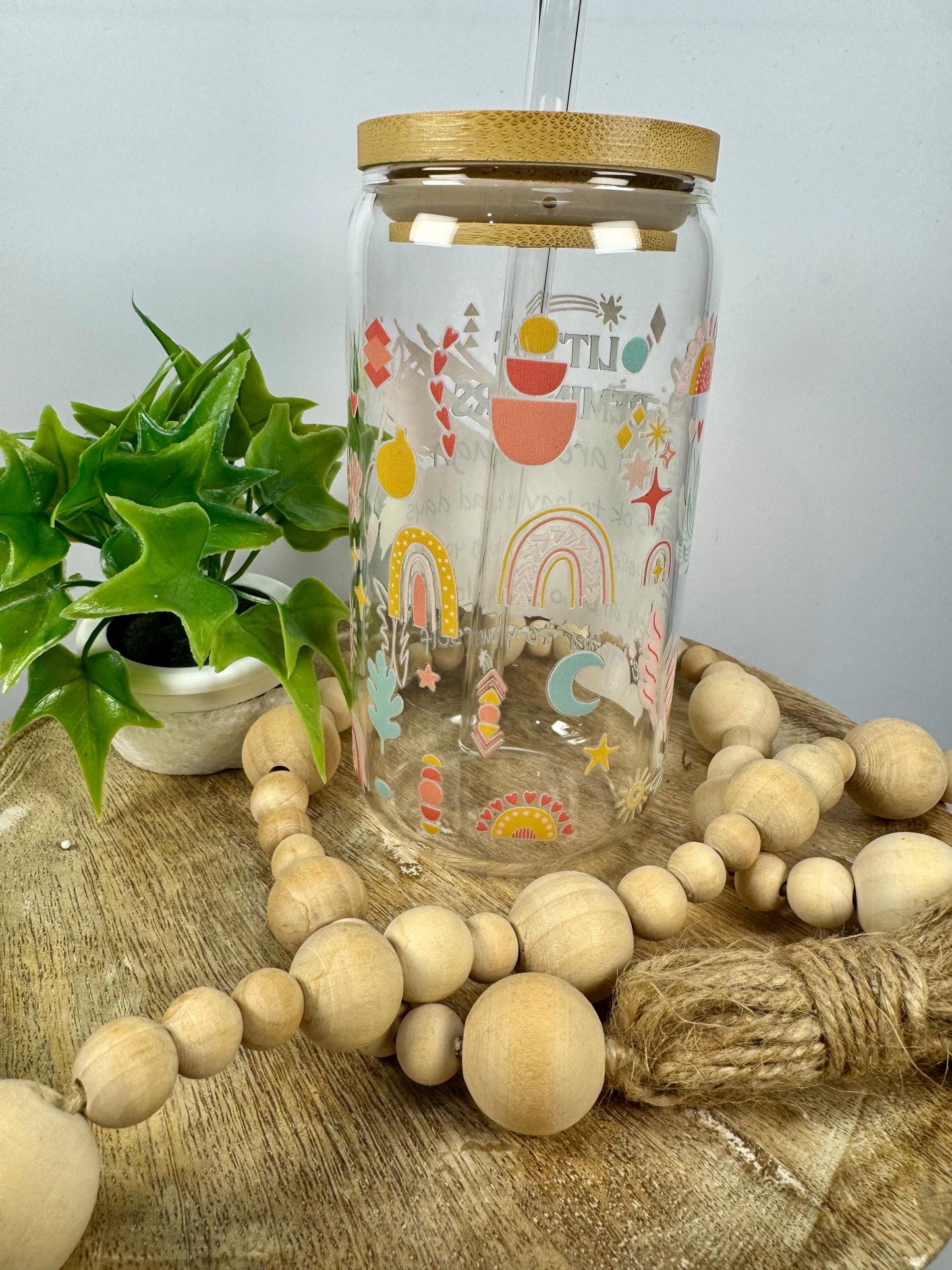 Little Reminders 16oz Glass Cup with Vibrant DTF Wrap