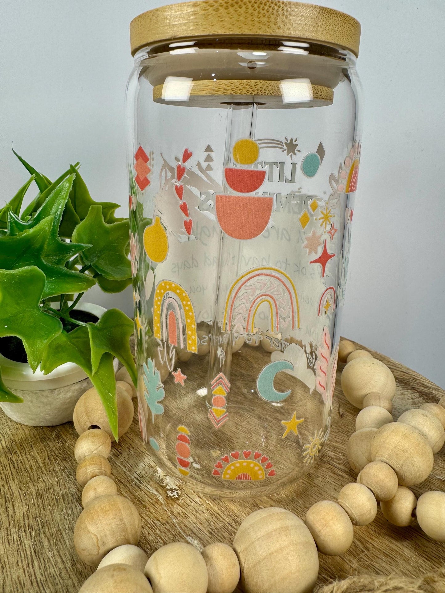 Little Reminders 16oz Glass Cup with Vibrant DTF Wrap